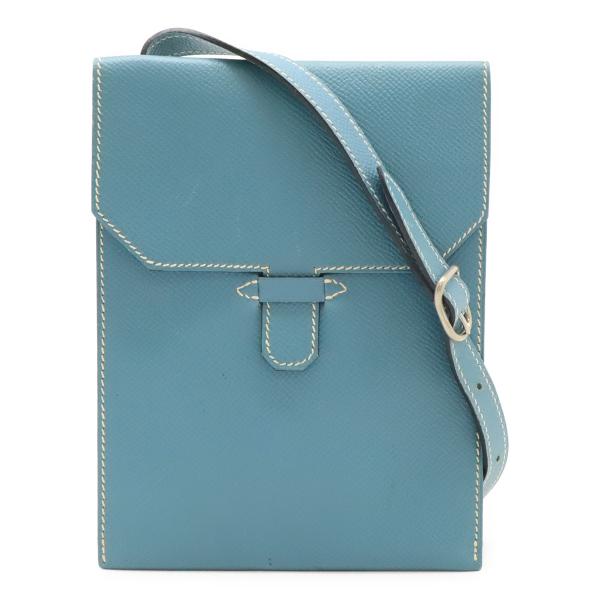 HERMES エルメス アメリー ショルダーバッグ ポシェット 斜め掛け クシュベル レザー ブルー...