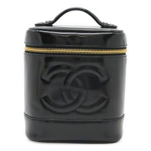 CHANEL シャネル ココマーク バニティバッグ ハンドバッグ 化粧ポーチ コスメポーチ エナメル パテントレザー ブラック 黒 ゴールド金具