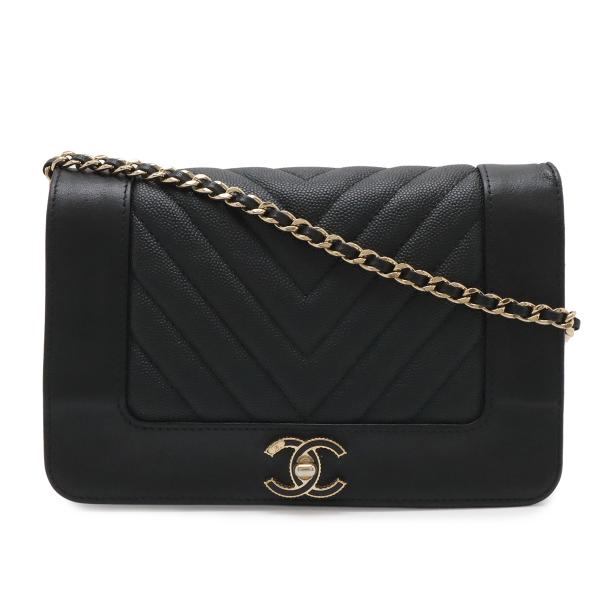CHANEL シャネル マドモアゼル ヴィンテージ Vステッチ シェブロン チェーンウォレット ショ...