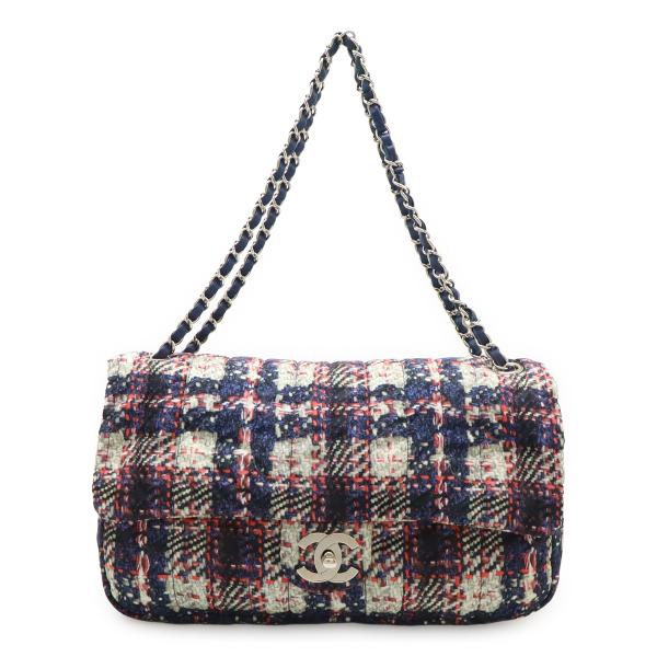 CHANEL シャネル ツイードプリント ココマーク チェーンショルダー ショルダーバッグ ナイロン...