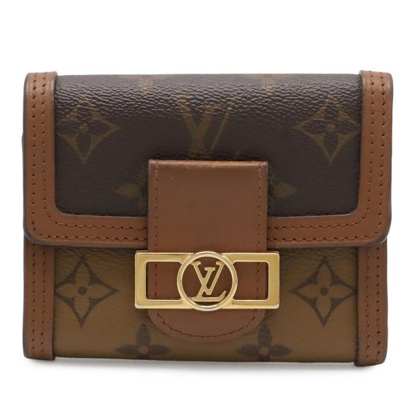 LOUIS VUITTON ルイ ヴィトン モノグラムリバース ポルトフォイユ ドーフィーヌ コンパ...