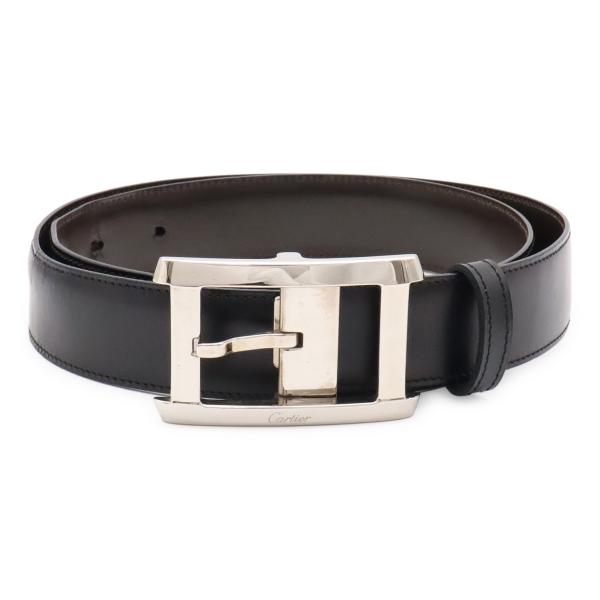 Cartier カルティエ タンクアメリカン リバーシブル ベルト レザー ブラック 黒 ダークブラ...