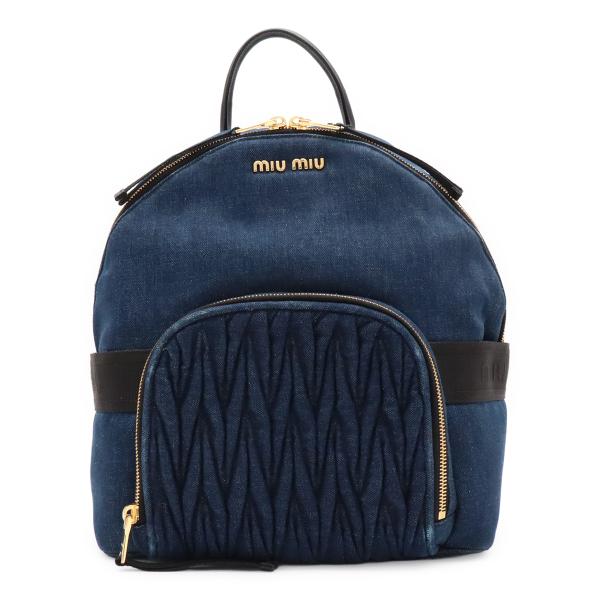 Miu Miu ミュウ ミュウ ミュウミュウ バックパック リュックサック デニム レザー BLEU...