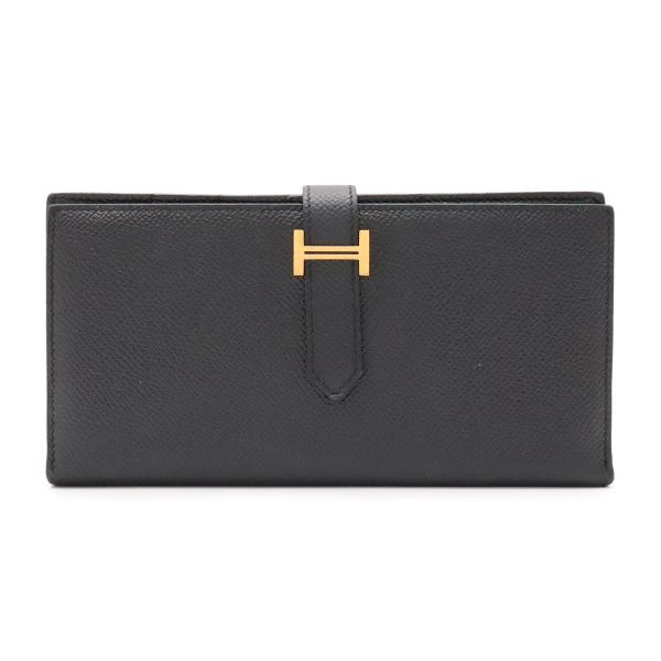 HERMES エルメス ベアンスフレ 2つ折長財布 二つ折り長財布 ヴォーエプソン レザー ブラック...