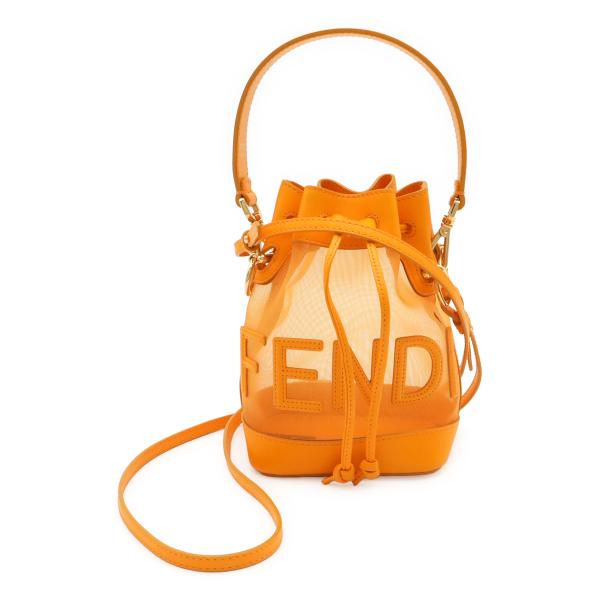 FENDI フェンディ ロゴ モン トレゾール ハンドバッグ ミニバッグ 巾着型 2WAY ショルダ...