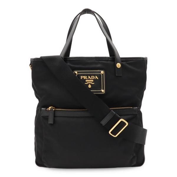 PRADA プラダ トートバッグ 2WAY ショルダーバッグ 斜め掛け ナイロン レザー NERO ...