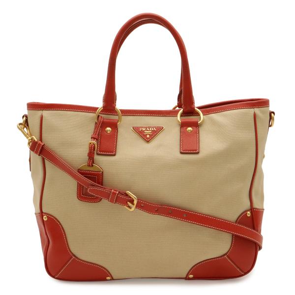 PRADA プラダ トライアングルロゴ トートバッグ 2WAY ショルダーバッグ 斜め掛け キャンバ...
