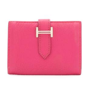 HERMES エルメス ベアン カードケース 名刺入れ パスケース シェーブル レザー ローズショッキング ピンク シルバー金具 □L刻印