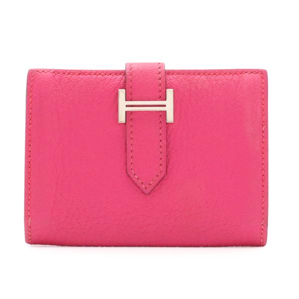HERMES エルメス ベアン カードケース 名刺入れ パスケース シェーブル レザー ローズショッ...