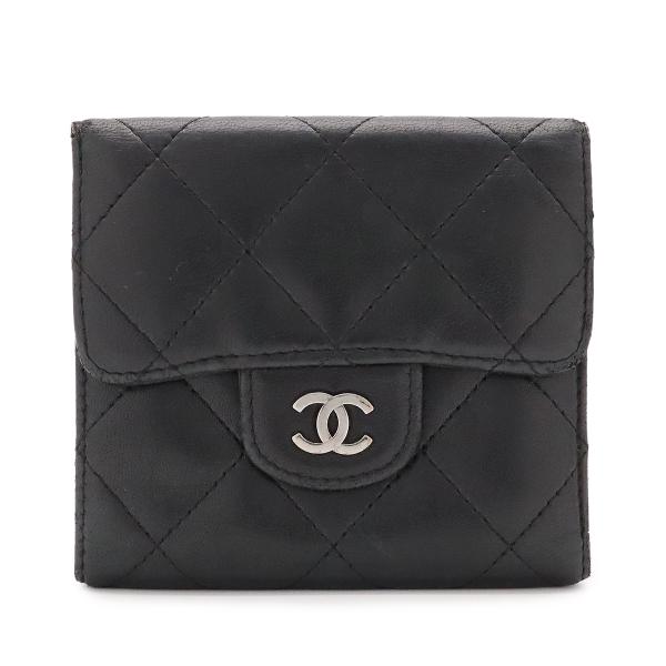 CHANEL シャネル マトラッセ ココマーク 2つ折財布 二つ折り Wホック財布 ダブルホック ラ...