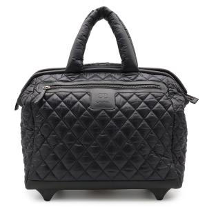 CHANEL シャネル コココクーン キャリーバッグ トロリーバッグ 旅行バッグ トラベルバッグ キルティング ナイロン ブラック 黒 A49503