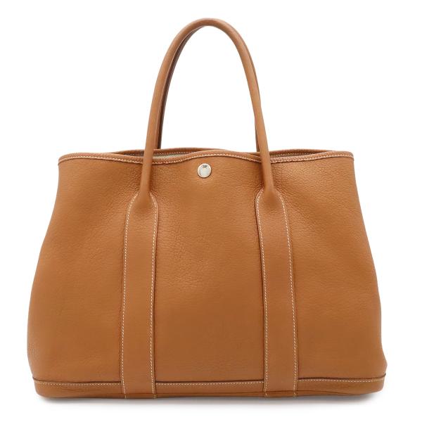 HERMES エルメス ガーデンパーティPM トートバッグ ハンドバッグ ネゴンダ レザー キャメル...