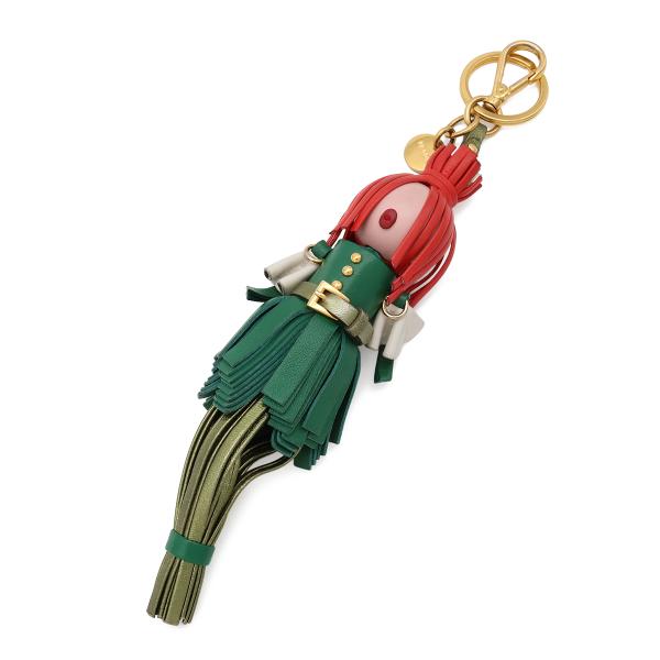 PRADA プラダ アリストリック タッセルドール キーホルダー バッグチャーム キーリング レザー...
