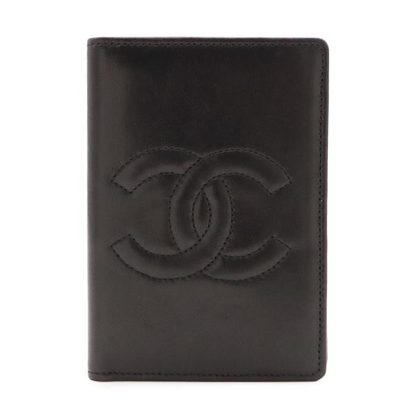 CHANEL シャネル ココマーク カードケース 名刺入れ パスケース ラムスキン レザー ブラック...