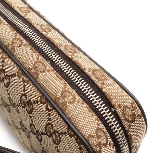 GUCCI グッチ GGキャンバス シェリーライン ボディバッグ ウエストポーチ ヒップバッグ レザ...