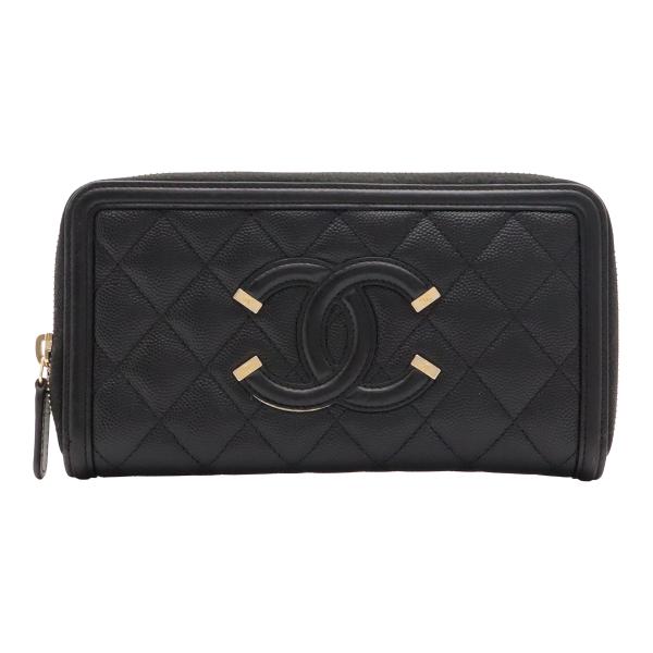 CHANEL シャネル CCフィリグリー ジップウォレット ココマーク ラウンドファスナー 長財布 ...