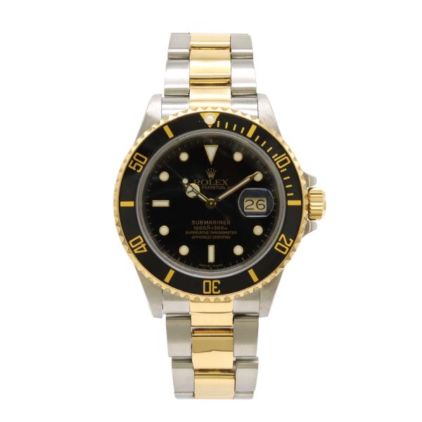 ROLEX ロレックス サブマリーナデイト ブラック文字盤 デイト YG SS 96番 メンズ AT...