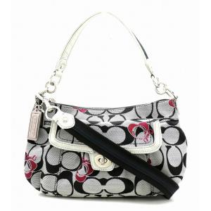 バッグ Coach コーチ シグネチャー ポピー グルービーハート ハンドバッグ 2wayショルダーバッグ 割引も実施中 キャンバス グレー レザー F ラメ ローズピンク K