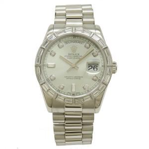 ROLEX ロレックス デイデイト シルバー文字盤 Pt プラチナ ダイヤモンド バケットダイヤ K番 メンズ AT オートマ 腕時計 118366A
