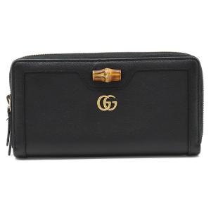 GUCCI グッチ ダイアナ GGマーモント プチマーモント バンブー ラウンドファスナー 長財布 レザー ブラック 黒｜blumin