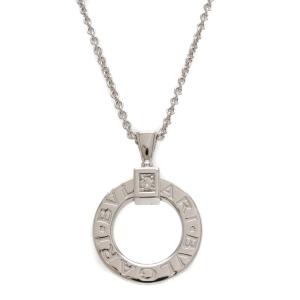 BVLGARI ブルガリ ブルガリブルガリ サークル 1Pダイヤ ネックレス ペンダント K18WG ホワイトゴールド｜blumin