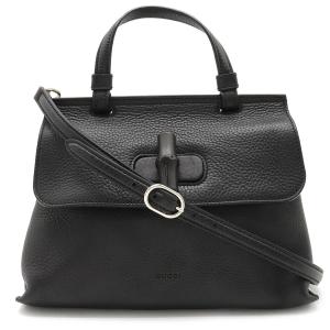 GUCCI グッチ バンブー デイリー トップハンドルバッグ ハンドバッグ 2WAY ショルダーバッグ レザー ブラック 黒｜blumin