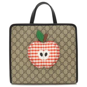 GUCCI グッチ チルドレンズ GGスプリーム トートバッグ ハンドバッグ アップル 林檎 りんご PVC レザー ベージュ