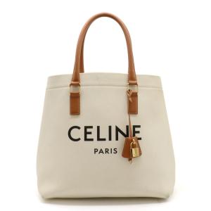 CELINE セリーヌ ホリゾンタル カバ トートバッグ キャンバス レザー ナチュラル タン｜blumin