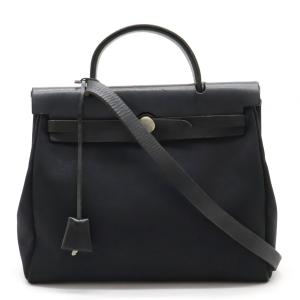 HERMES エルメス エールバッグPM ハンドバッグ 2WAY ショルダーバッグ トワルオフィシエ レザー ブラック 黒｜blumin