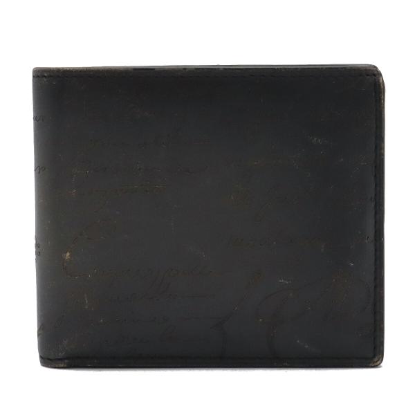 Berluti ベルルッティ カリグラフィ マコレ 札入れ 2つ折財布 二つ折り財布 レザー ネイビ...