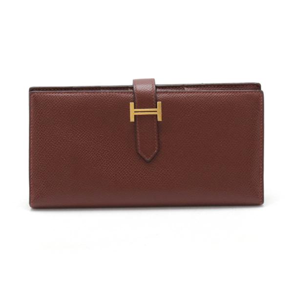 HERMES エルメス ベアンスフレ 2つ折長財布 二つ折り長財布 ヴォーエプソン レザー ボルドー...