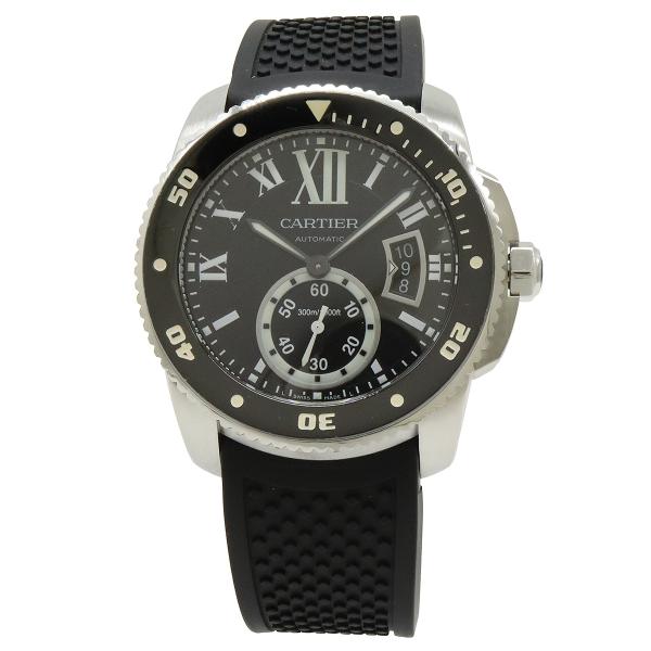 Cartier カルティエ カリブル ドゥ カルティエ ダイバー SS ラバー メンズ AT オート...