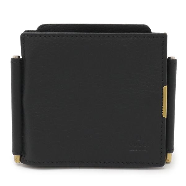 GUCCI グッチ 3つ折財布 三つ折り財布 マネークリップ式 ビルクリップ レザー ブラック 黒 ...