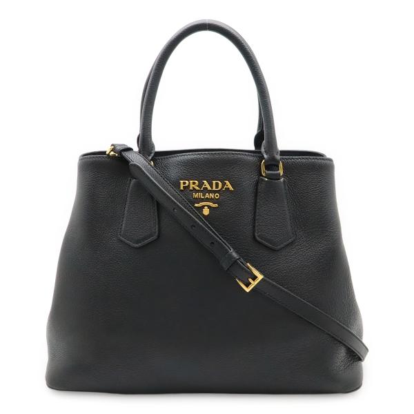 PRADA プラダ ハンドバッグ トートバッグ 2WAY ショルダーバッグ レザー ブラック 黒 ゴ...