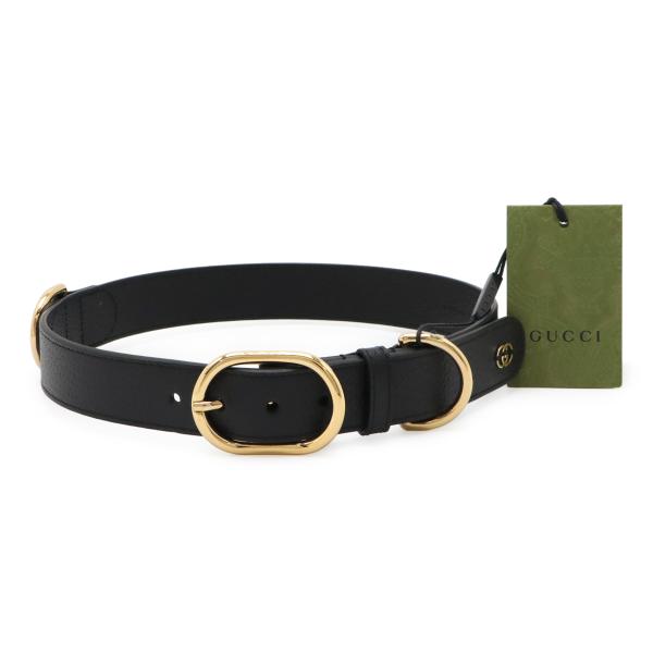 GUCCI グッチ ラージ ペット カラー ドッグカラー 首輪 ペット用品 大型犬用 レザー ブラッ...