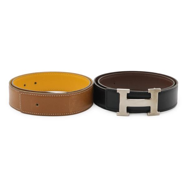 HERMES エルメス Hベルト Hバックル リバーシブル レザー ブラック 黒 ブラウン 茶 シル...