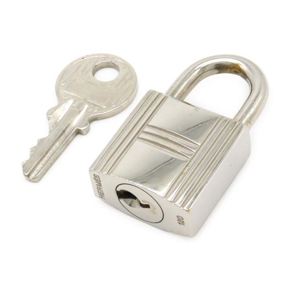 HERMES エルメス カデナ パドロック 南京錠 No.120 鍵 カギ キー付き メタル シルバ...