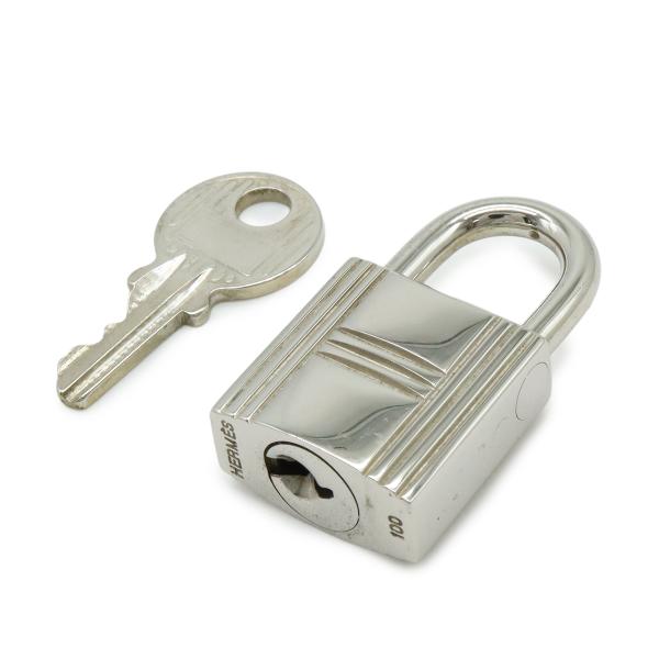 HERMES エルメス カデナ パドロック 南京錠 No.100 鍵 カギ キー付き メタル シルバ...