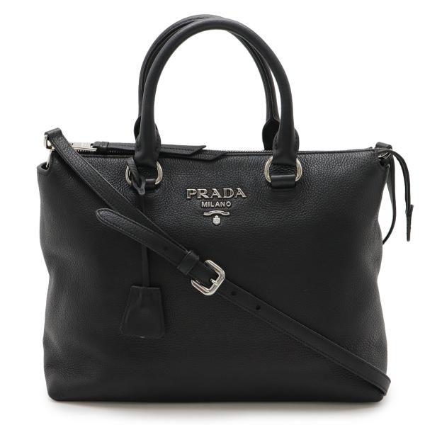 PRADA プラダ ハンドバッグ トートバッグ 2WAY ショルダーバッグ レザー NERO 黒 ブ...
