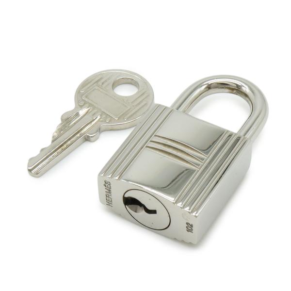 HERMES エルメス カデナ パドロック 南京錠 No.102 鍵 カギ キー付き メタル シルバ...