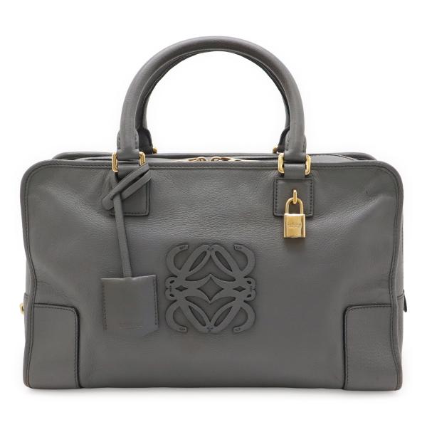 LOEWE ロエベ アマソナ35 アナグラム ハンドバッグ ミニボストンバッグ レザー ブルーグレー...