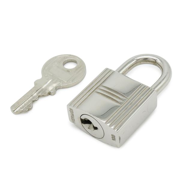 HERMES エルメス カデナ パドロック 南京錠 No.100 鍵 カギ キー付き メタル シルバ...
