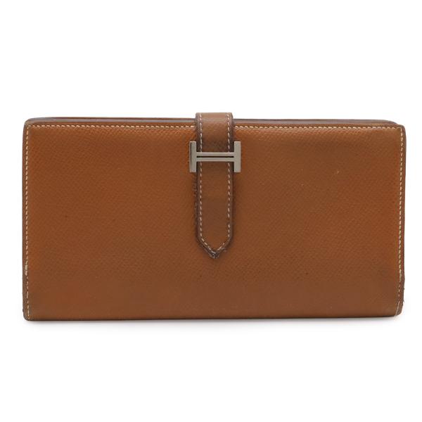 HERMES エルメス ベアンスフレ 2つ折長財布 二つ折り長財布 ヴォーエプソン レザー ライトブ...