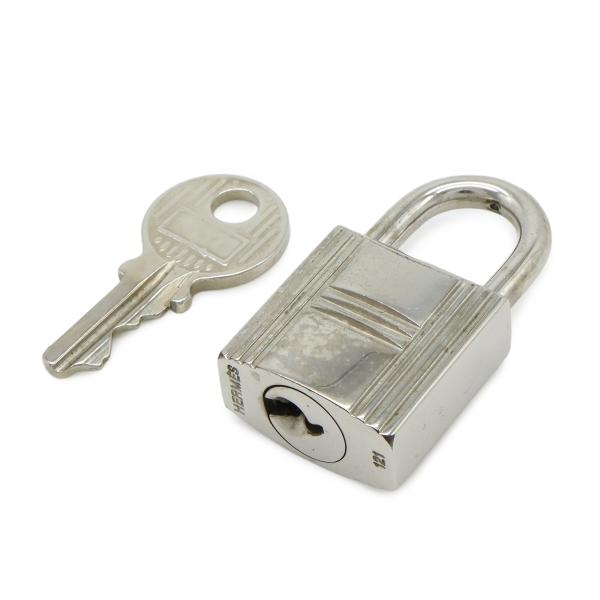 HERMES エルメス カデナ パドロック 南京錠 No.121 鍵 カギ キー付き メタル シルバ...