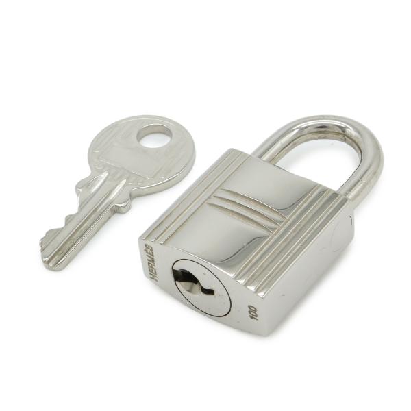 HERMES エルメス カデナ パドロック 南京錠 No.100 鍵 カギ キー付き メタル シルバ...