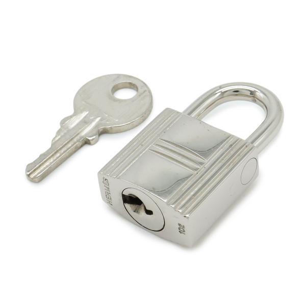 HERMES エルメス カデナ パドロック 南京錠 No.102 鍵 カギ キー付き メタル シルバ...