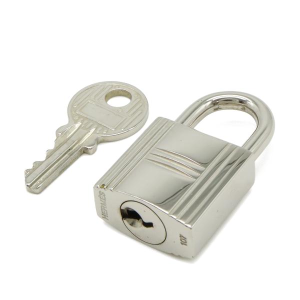 HERMES エルメス カデナ パドロック 南京錠 No.107 鍵 カギ キー付き メタル シルバ...