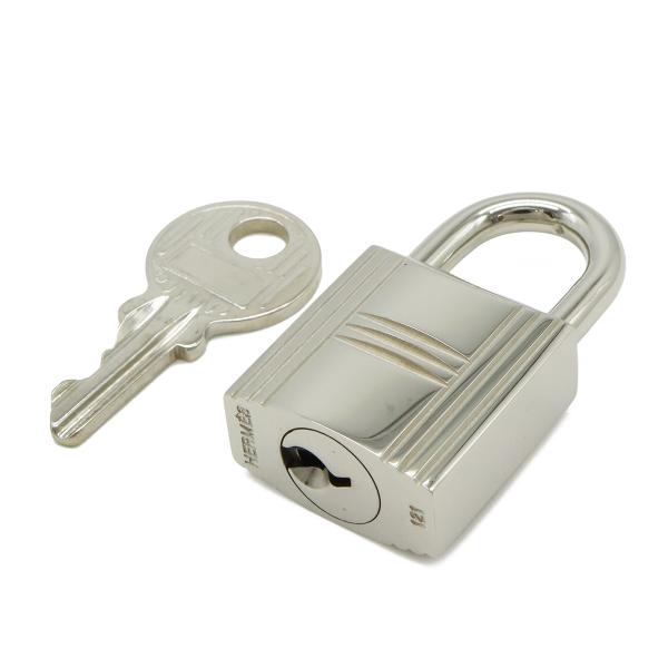 HERMES エルメス カデナ パドロック 南京錠 No.121 鍵 カギ キー付き メタル シルバ...