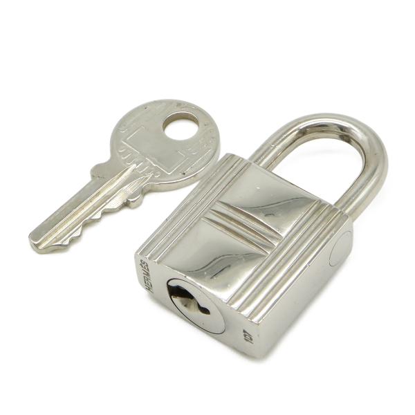 HERMES エルメス カデナ パドロック 南京錠 No.107 鍵 カギ キー付き メタル シルバ...