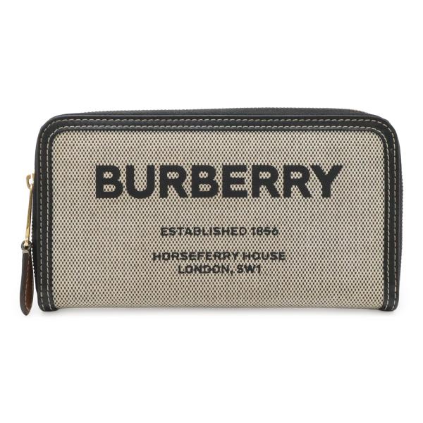 BURBERRY バーバリー ホースフェリープリント エルモア ラウンドファスナー 長財布 キャンバ...
